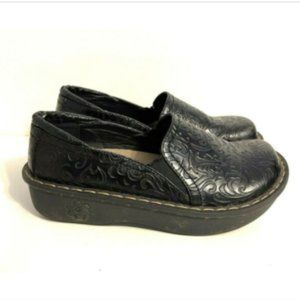 Ingaro Women's Black Clogs "Ducky" Textured Leather Shoes Size 7